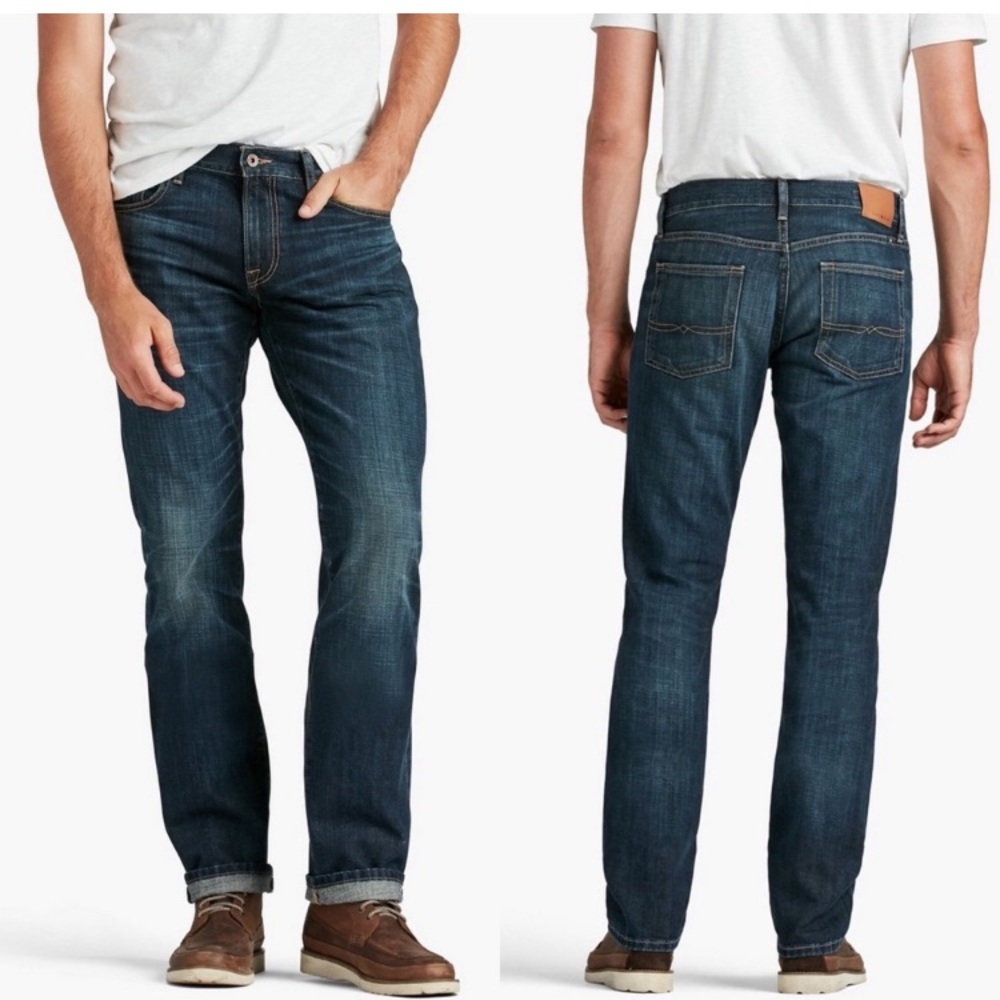 Lucky Brand 221 Original Straight Jeans Mens 34x34 Blue Faded Stretch Denim
